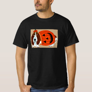Camiseta Basset Hound com fantasia de Jack-o-lantern de Hal