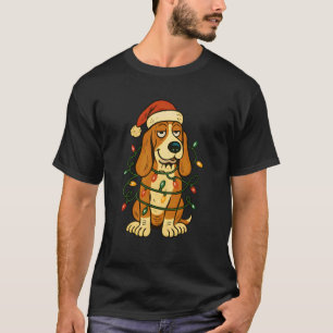 Camiseta Basset Hound de Natal com chapéu do Papai Noel, Fo