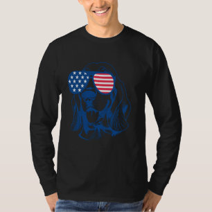 Camiseta Basset Hound Dog American Flag Patriótico 4º. de J