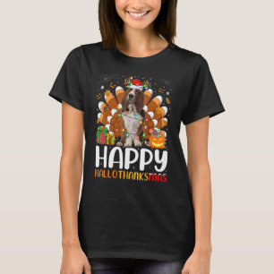 Camiseta Basset Hound Dog Halloween Halloth Feliz Natal