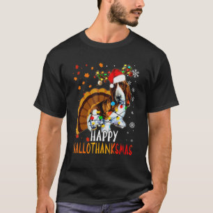Camiseta Basset Hound Dog Happy Hallothanksmas Family Xmas