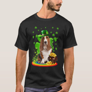 Camiseta Basset Hound Dog Irish Green Shamrock C Rua Patric