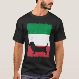 Camiseta Basset Hound Dog Itália Bandeira Italiana Vintage