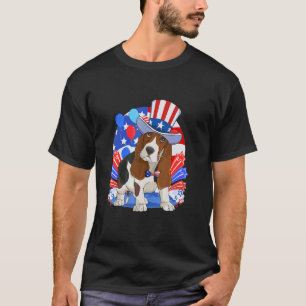 Camiseta Basset Hound Dog Merica 4 De Julho Bandeira Americ