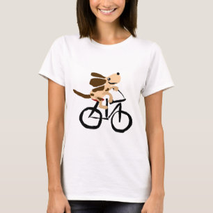 Camiseta Basset Hound engraçado que monta a bicicleta
