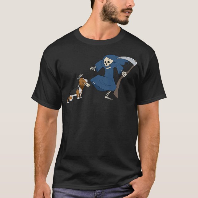 Camiseta Basset Hound Grim Reaper Halloween Dog Shirt (Frente)