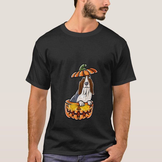 Camiseta Basset Hound Happy Halloween Pumpkin Dog V Necrose (Frente)