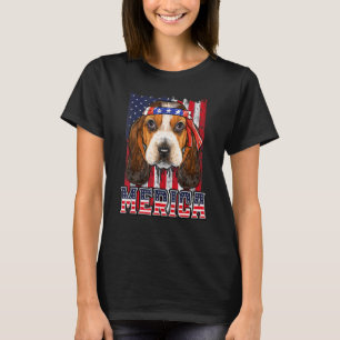 Camiseta Basset Hound Merica 4º De Julho Bandeira Patriótic