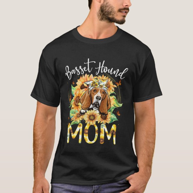 Camiseta Basset Hound Mom Sunflowers Basset Hound (Frente)