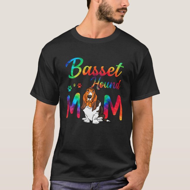 Camiseta Basset Hound Mom Tie Dye Dog Mom Mothers Day (Frente)