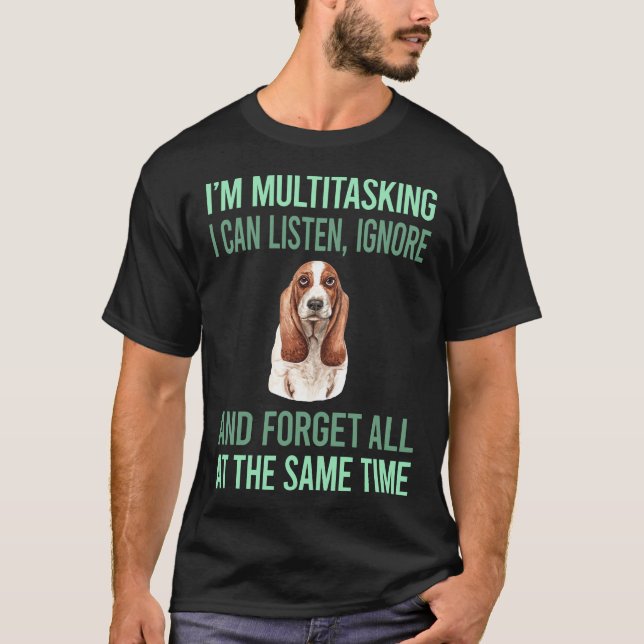 Camiseta Basset Hound Multitarefa 01 (Frente)