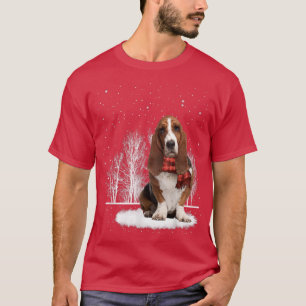 Camiseta Basset Hound Na Neve Feliz Natal Gi