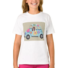 Basset Hound no Carro Hippie