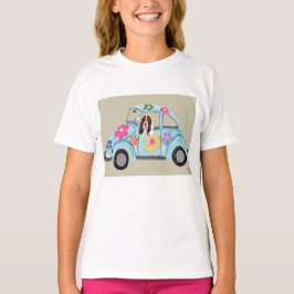 Camiseta Basset Hound no Carro Hippie