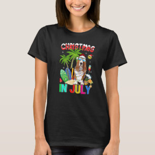 Camiseta Basset Hound No Papai Noel Sunglass Natal Em