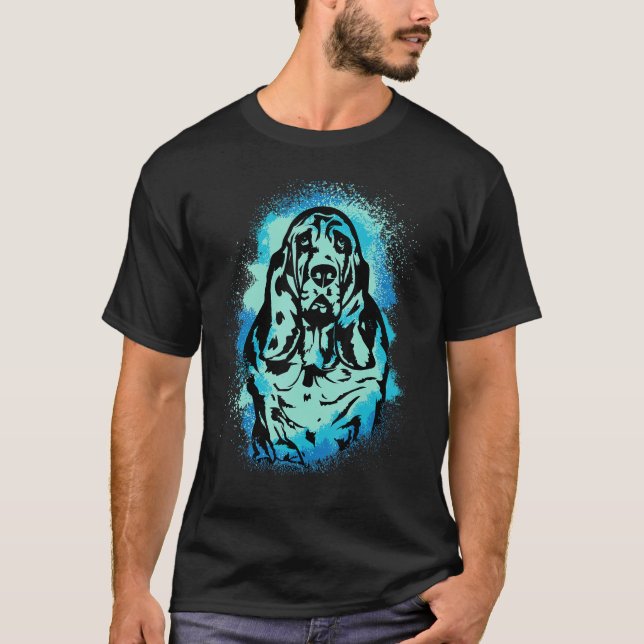 Camiseta Basset Hound Paint Blue Design Dog Mom Dad (Frente)
