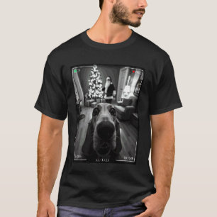 Camiseta Basset Hound Pega Papai Noel Na Câmera Natal