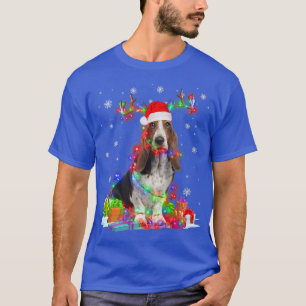 Camiseta Basset Hound Reindet No Natal Luz Engraçada Cachor