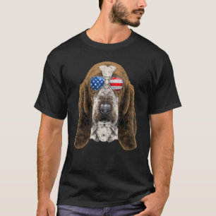 Camiseta Basset Hound Sunglass American Usa Flag 4th Of J