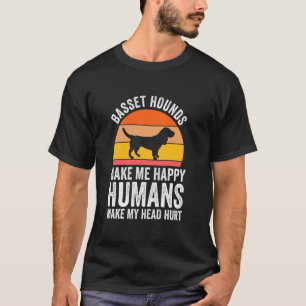 Camiseta basset hounds me fazem feliz humanos fazem minha c