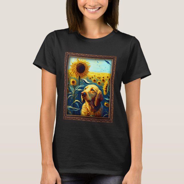 Camiseta Basset Retriever Painting Sunflower Flower Mom Wom (Frente)