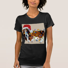 Camiseta Basset Tangled em luzes de Natal