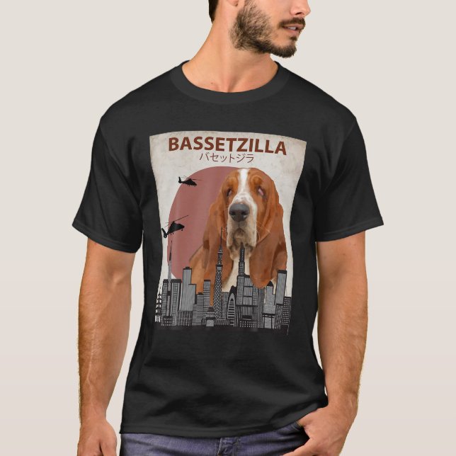 Camiseta Bassetzilla Funny Basset Hound T Shirt Presto Do (Frente)