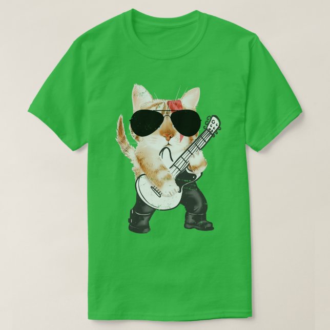 Camiseta Bassista Cat Engraçado Musico Bass Guitar (Frente do Design)