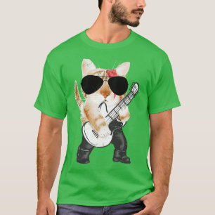 Camiseta Bassista Cat Engraçado Musico Bass Guitar