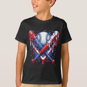 Camiseta Bastão da Bandeira Americana de Beisebol Drip 4 de