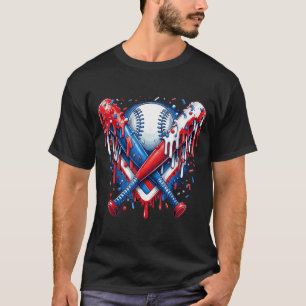 Camiseta Bastão da Bandeira Americana de Beisebol Drip 4 de
