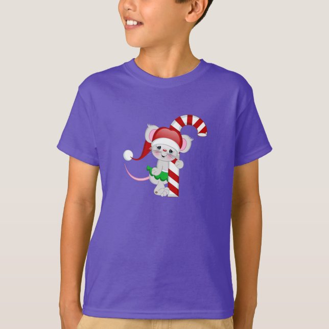 Camiseta Bastão de doces do rato do Natal (Frente)