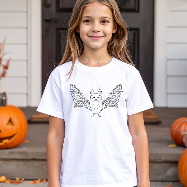 Camiseta Bat Bat Creature Black Line Art Halloween (Disclaimer: This image is a digital mockup.)