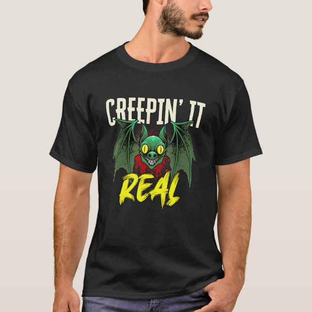 Camiseta Bat Creepin It Realmente Assustador Olhando Bat Ma (Frente)