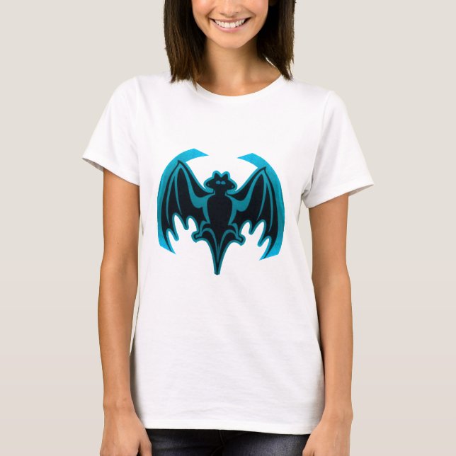 Camiseta Bat Cyan O MUSEUM Zazzle dá presentes (Frente)