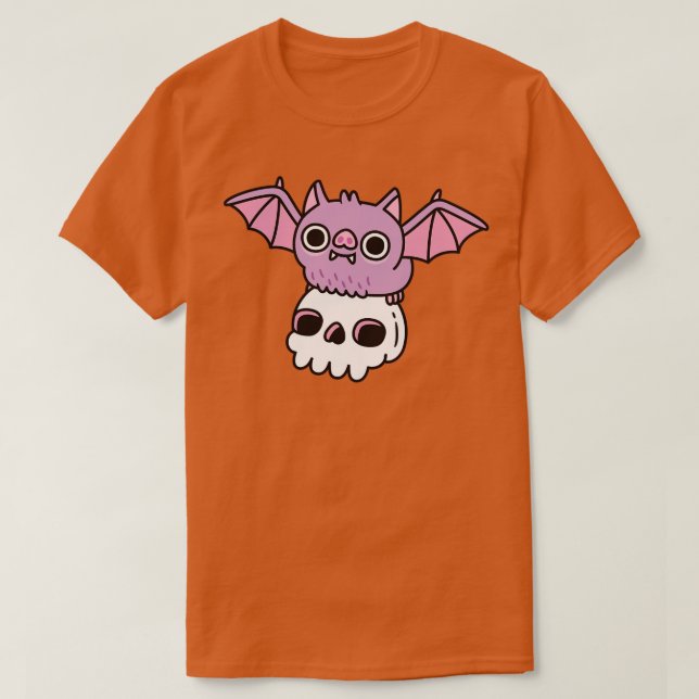 Camiseta Bat De Vampiro Bonito Com Crânio (Frente do Design)