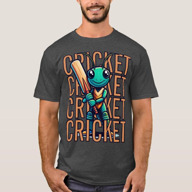 Camiseta Bat Divertido do Jogador de Mascote do CRICKET (Frente)