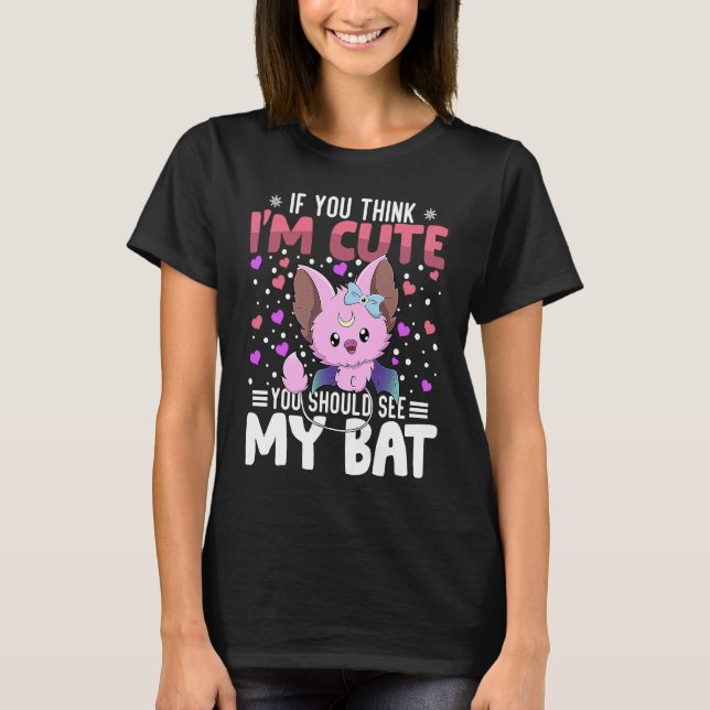 Camiseta Bat Heart Valentine's Day Animal For Womens Kids (Frente)