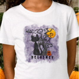 Camiseta Bat Preto de Feliz Feliz Halloween Roxo