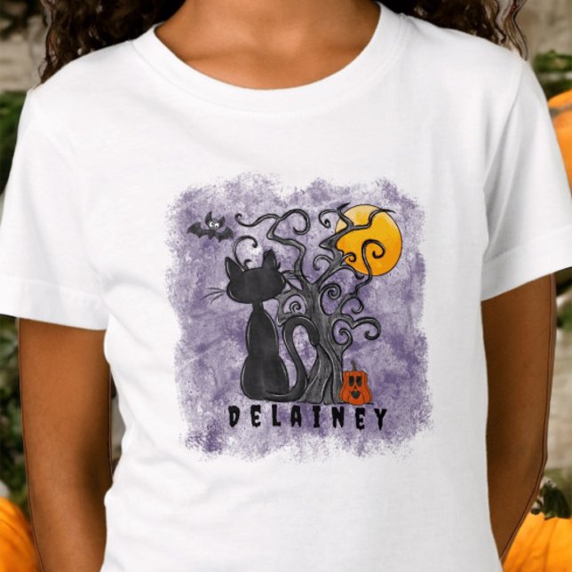 Camiseta Bat Preto de Feliz Feliz Halloween Roxo (Criador carregado)