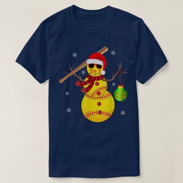 Camiseta Bat Snowman de Natal Papais noeis Snowflake Gir (Frente do Design)