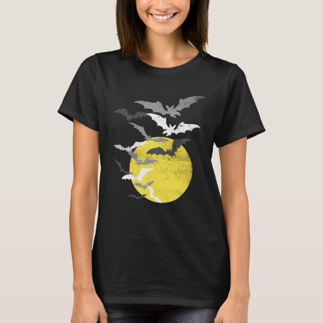Camiseta Bat Swarm at Full Moon Vintage (Frente)