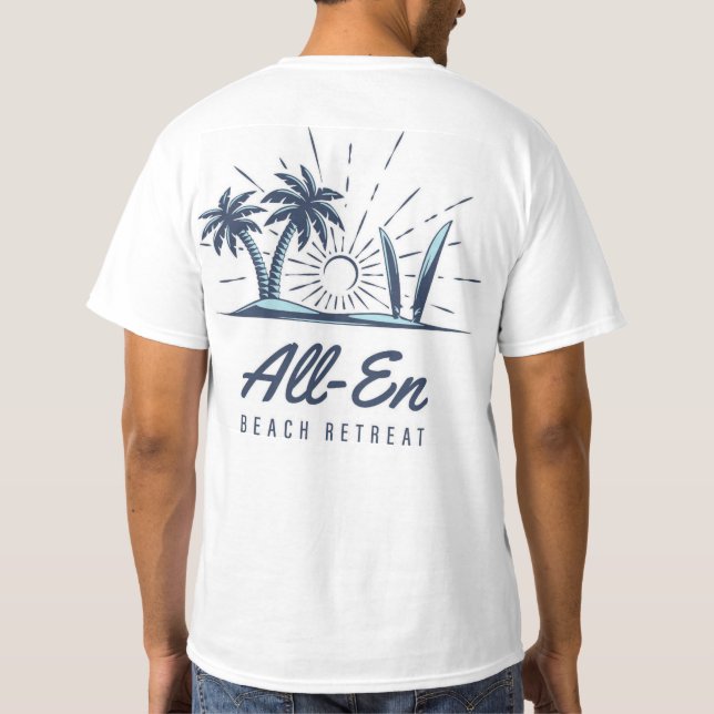 Camiseta Bata-camiseta dos Homens em Repouso em Praia (Verso)