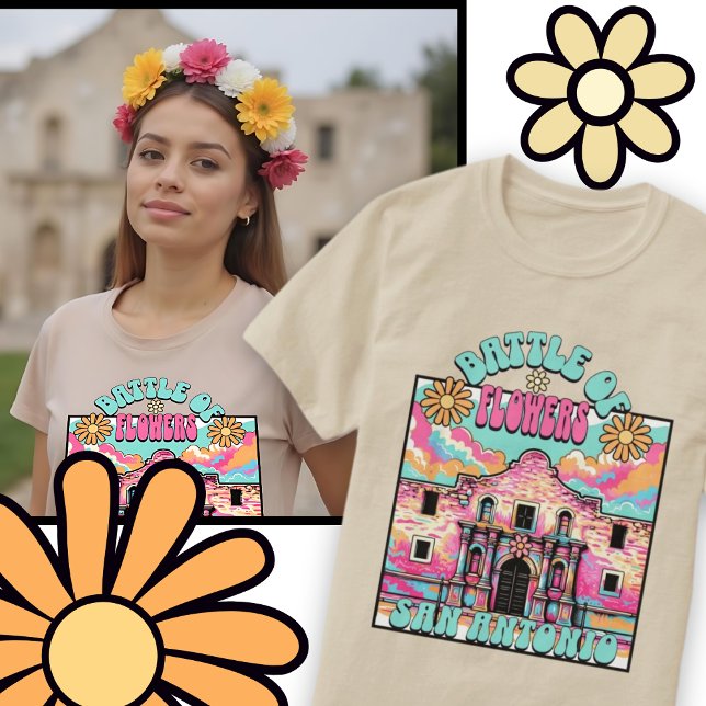 Camiseta Batalha das Flores San Antonio Alamo Texas Fiesta (Battle of Flowers San Antonio Alamo Texas Fiesta T-Shirt)