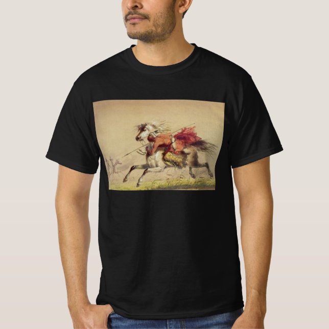 Camiseta Batalha De Blue Water Creek Por Alfred Jacob Mille (Frente)