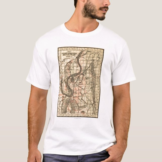 Camiseta Batalha de Chickamauga - mapa panorâmico 3 da (Frente)