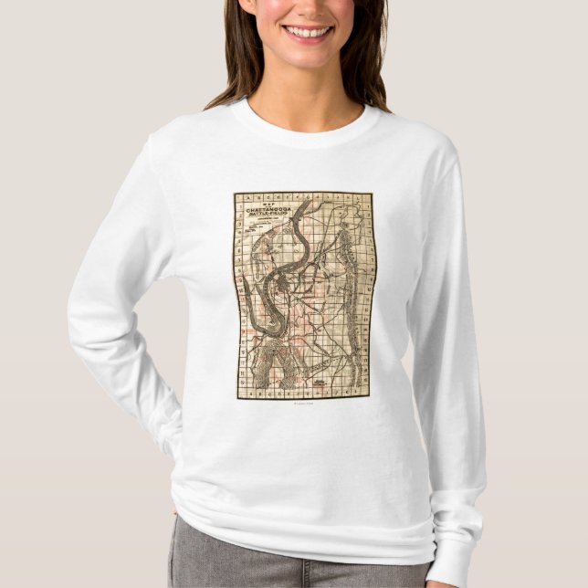 Camiseta Batalha de Chickamauga - mapa panorâmico 3 da (Frente)