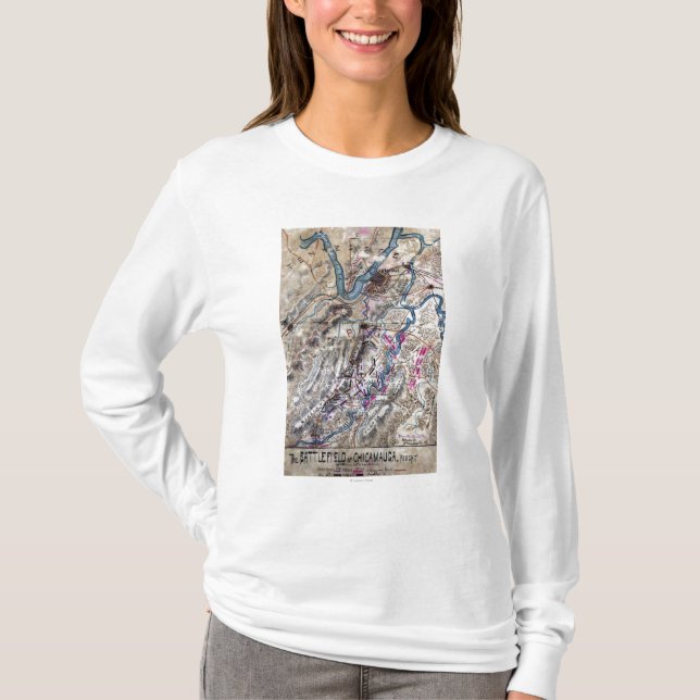 Camiseta Batalha de Chickamauga - mapa panorâmico da guerra (Frente)