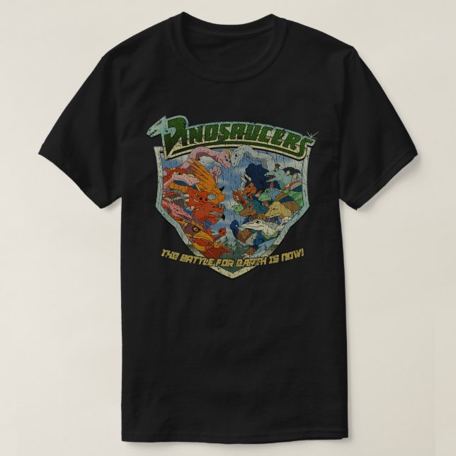 Camiseta Batalha de dinossauros pela Terra 1987 (Frente do Design)