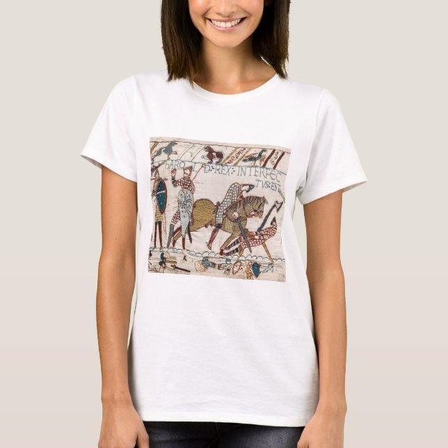 Camiseta Batalha de Hastings- Bayeux Tapeçaria King Harold (Frente)